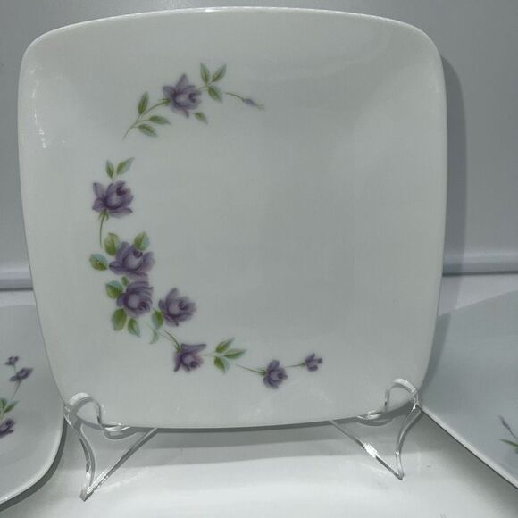Noritake Vintage Nippon Toki Kaisha Fantasy Fine Pattern Set of 4 Square Dessert - Picture 3 of 7